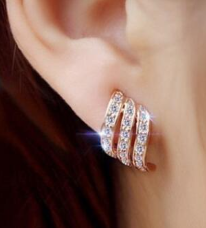 Rose Gold Cubic Stud Earring