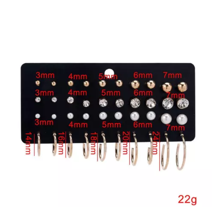 Stud and Small Circle Hoop Earring