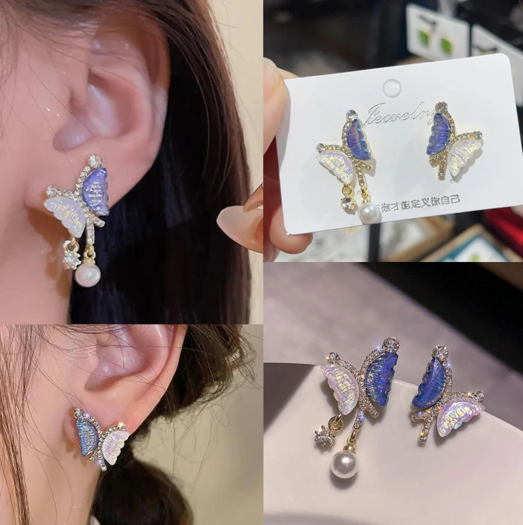 Purple Butterfly Stud Earring