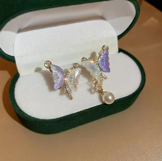 Purple Butterfly Stud Earring