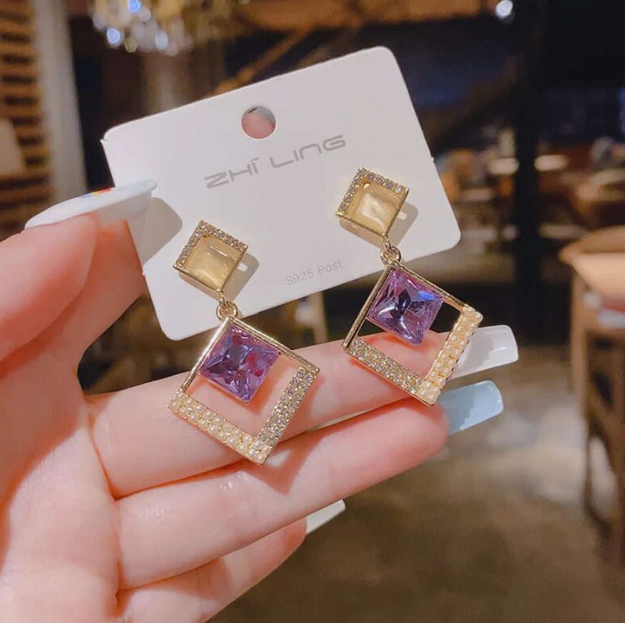 Purple Drop Earring