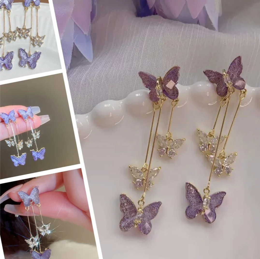 Long Butterfly Tassel Earring