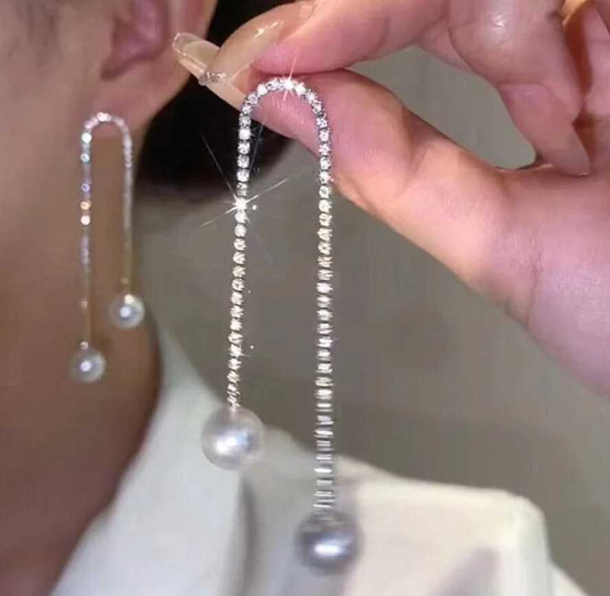 Crystal Tennis Chain Dangle Drop Earring