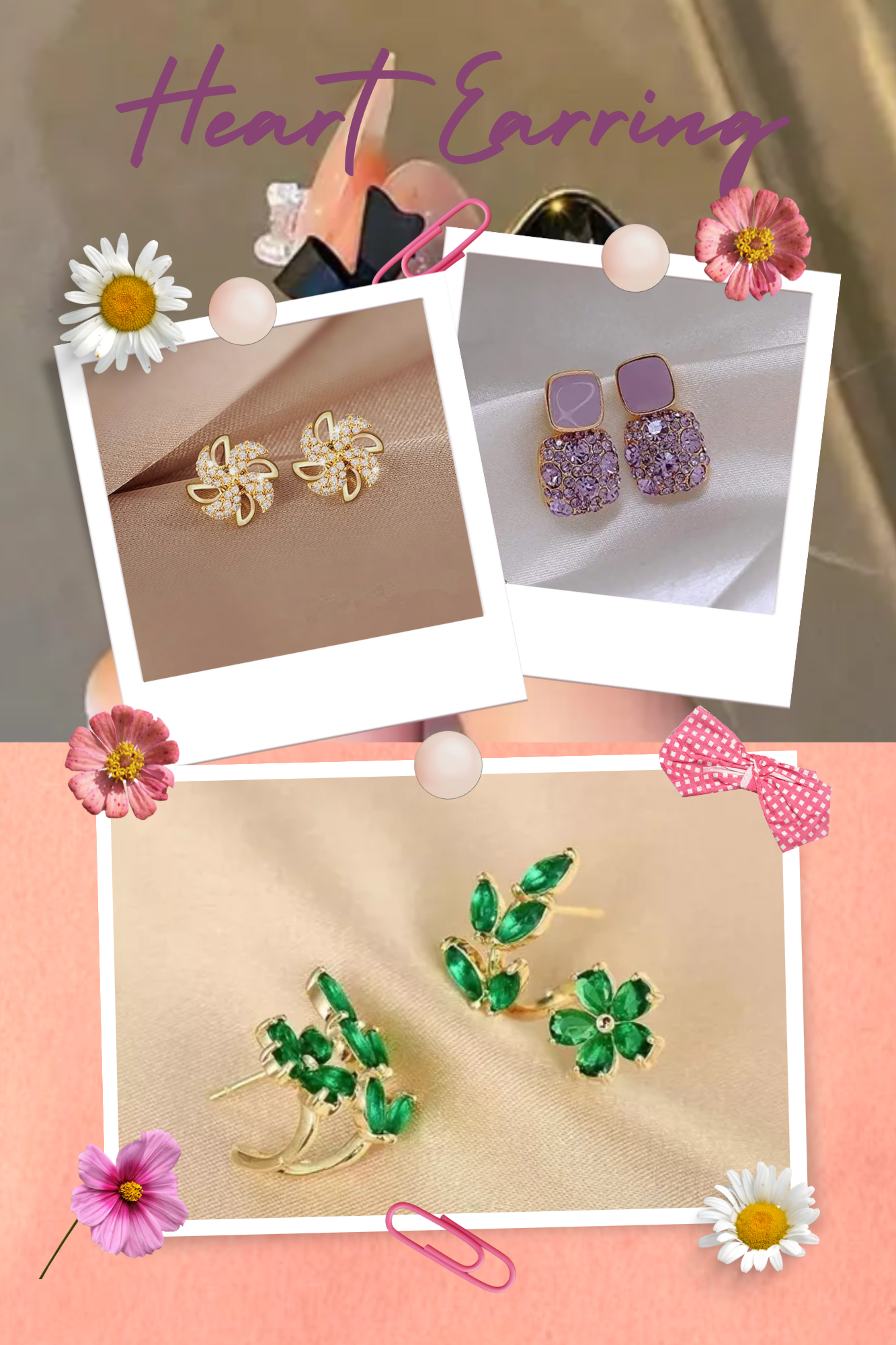 stone earring -green earrings pink earrings ear cuff earrings black earrings long earrings white earrings