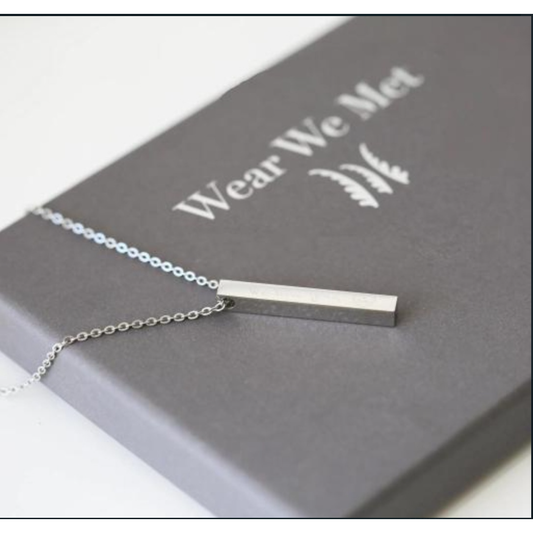 Silver Bar Cuboid Stick Stainless Steel Chain