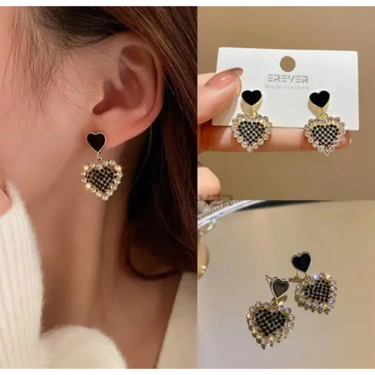 Black Heart Drop Earring
