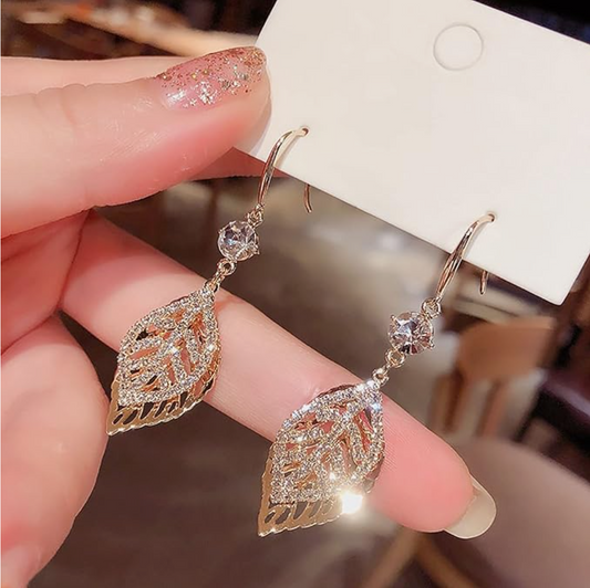 Crystal Leaf Drop Earring