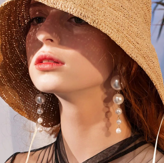 Long Pearl Drop Earring
