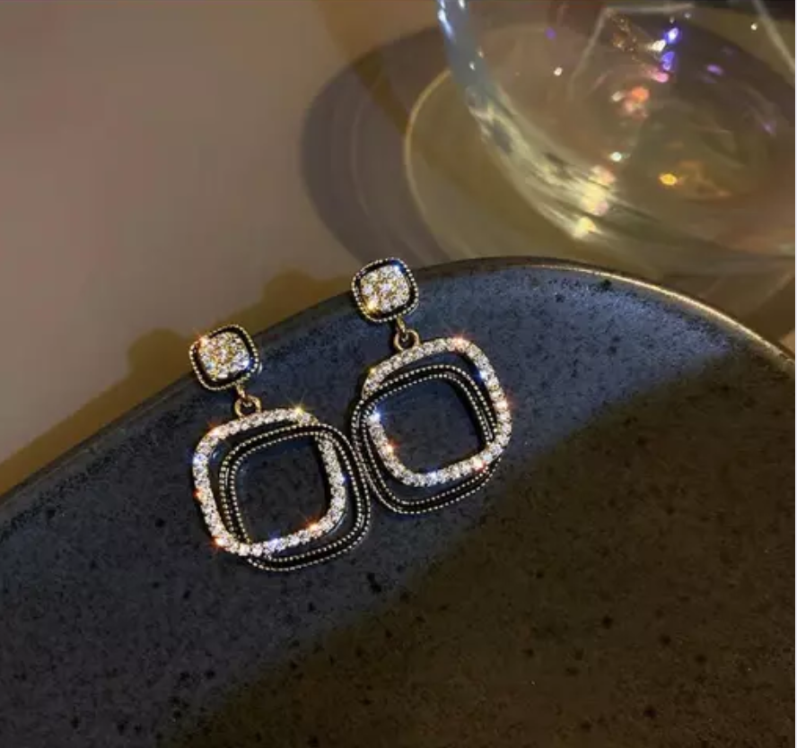Double Layer Square Drop Earring