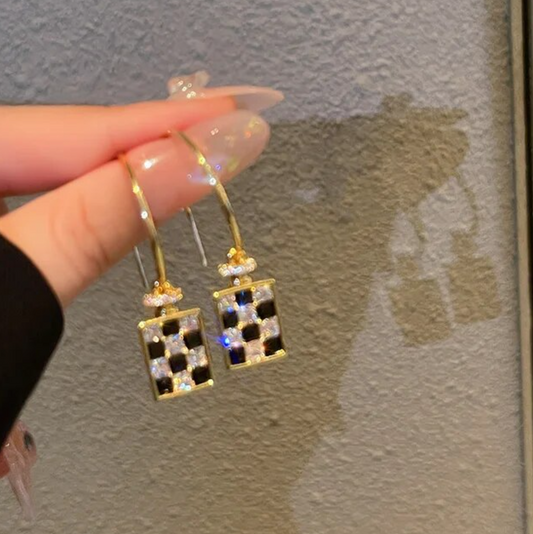 Black and Gold Hoop Earring