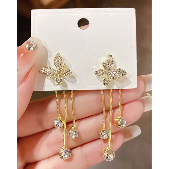 Gold Butterfly Tassel Earring