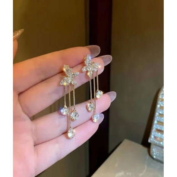 Gold Butterfly Tassel Earring