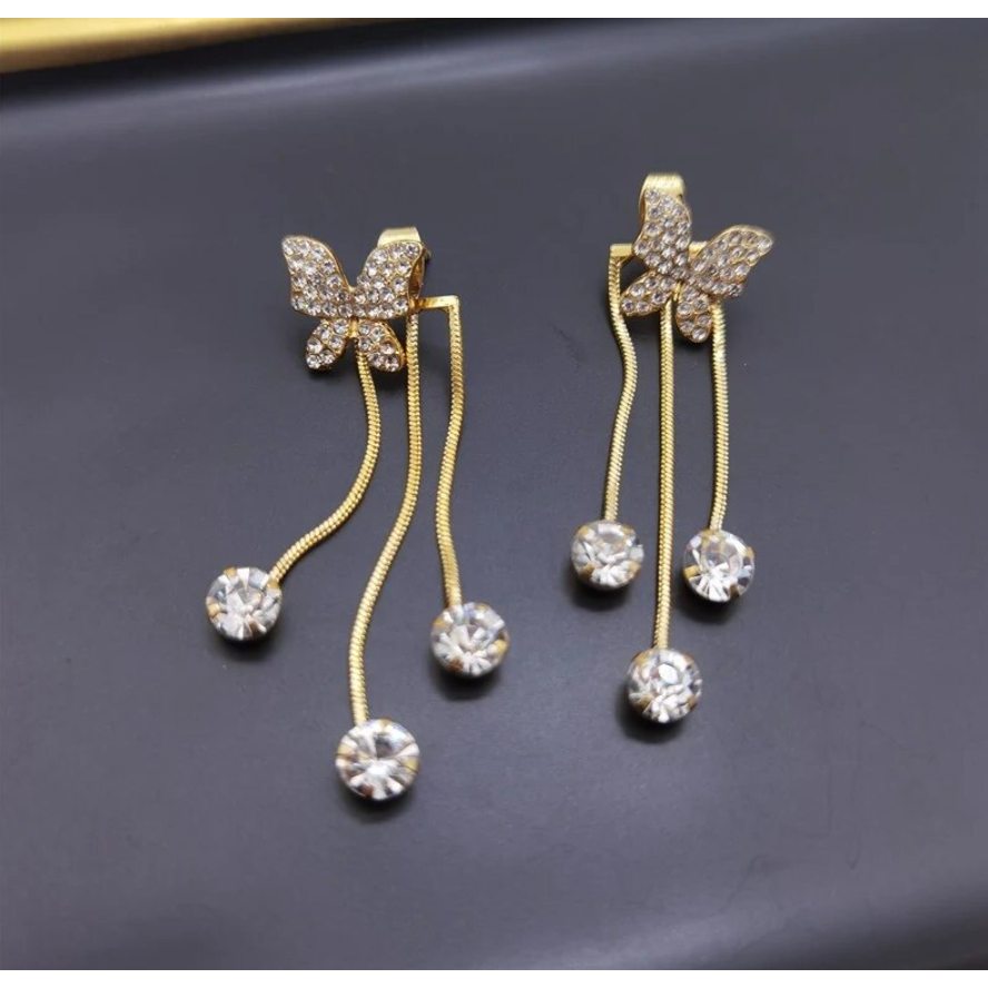 Gold Butterfly Tassel Earring