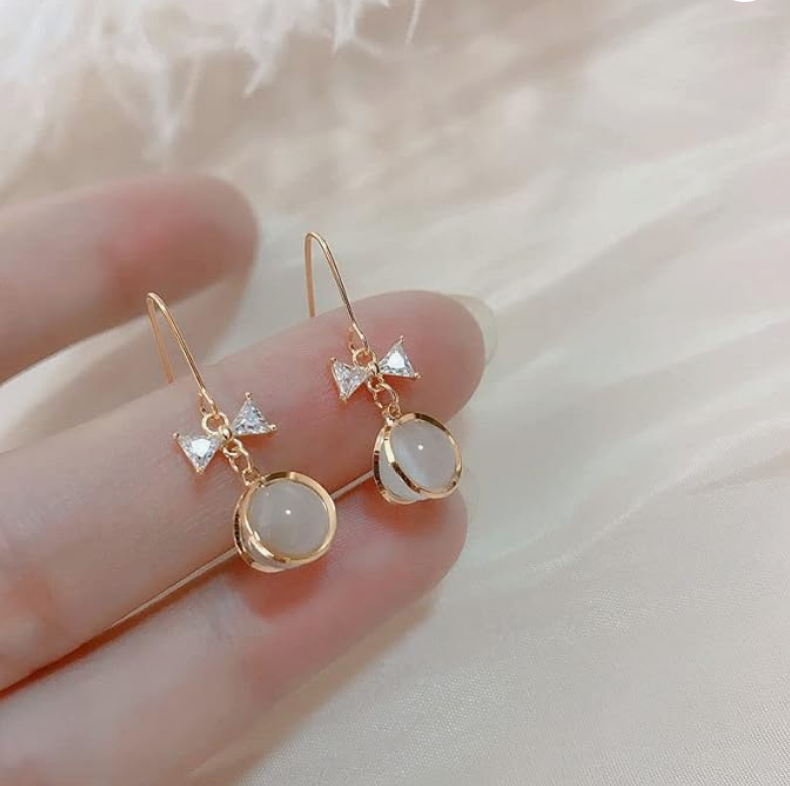 Cats Eye Stone Dangle Earrings
