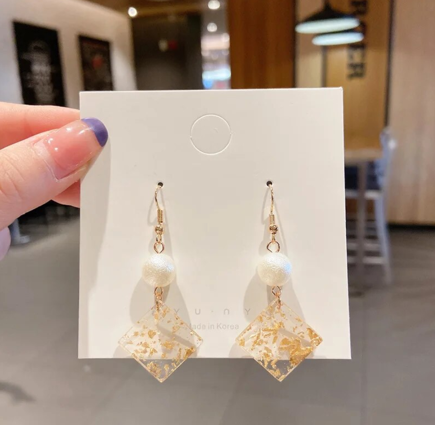 Square Pearl Drop Earring