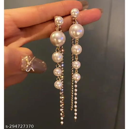Long Pearl Drop Earring