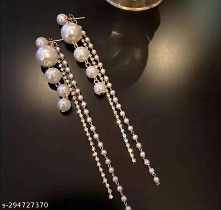 Long Pearl Drop Earring