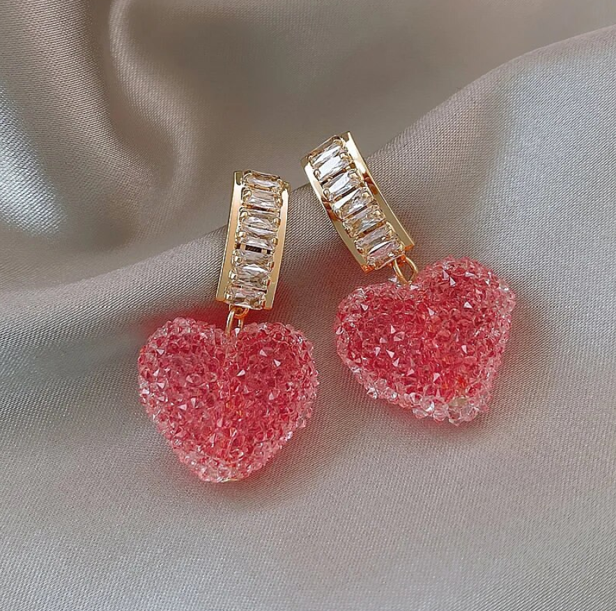 Cute Peach Heart Earrings