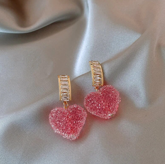 Cute Peach Heart Earrings