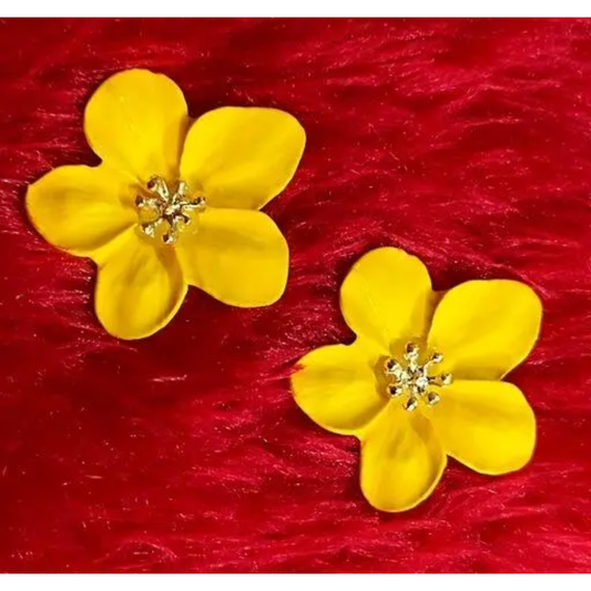 Yellow Elegant Double Layer Flower Earrings