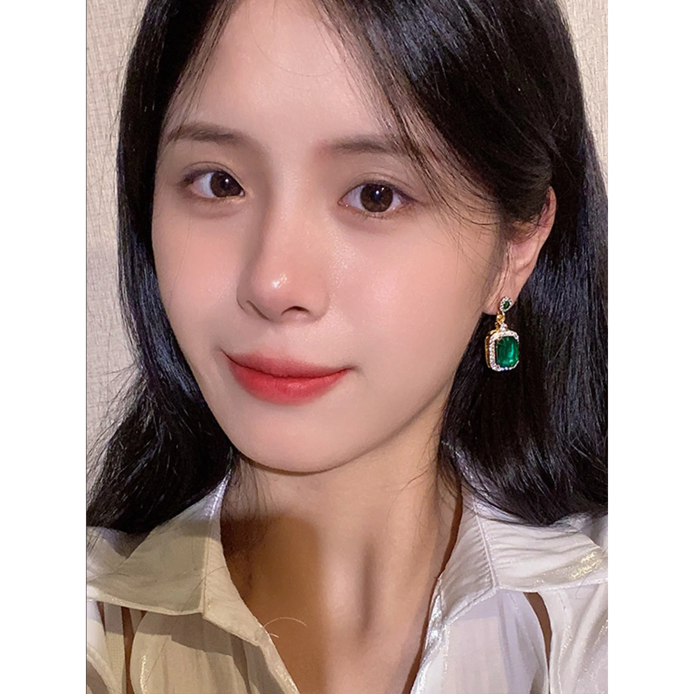 Green Stone Drop Earring