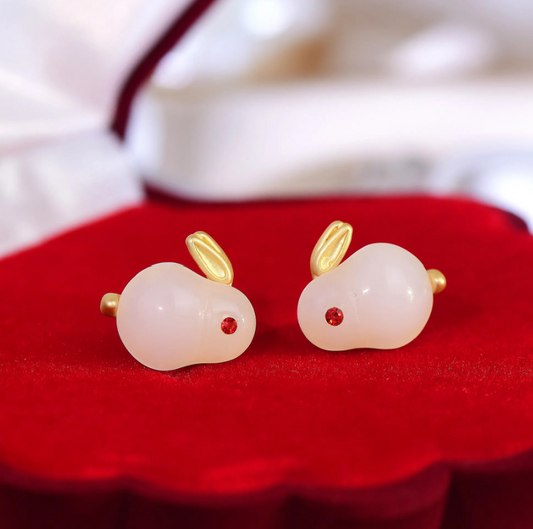 Cute White Bunny Stud Earring
