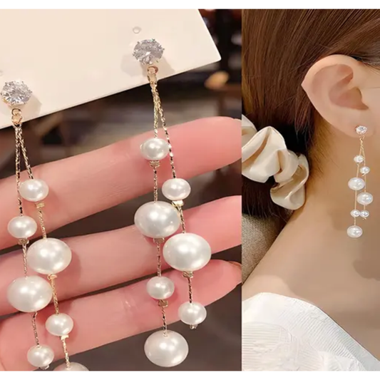 Long Pearl Drop Earring