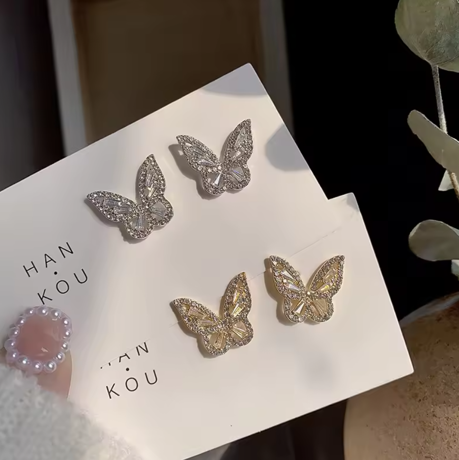 Gold Plated Butterfly Stud Earring