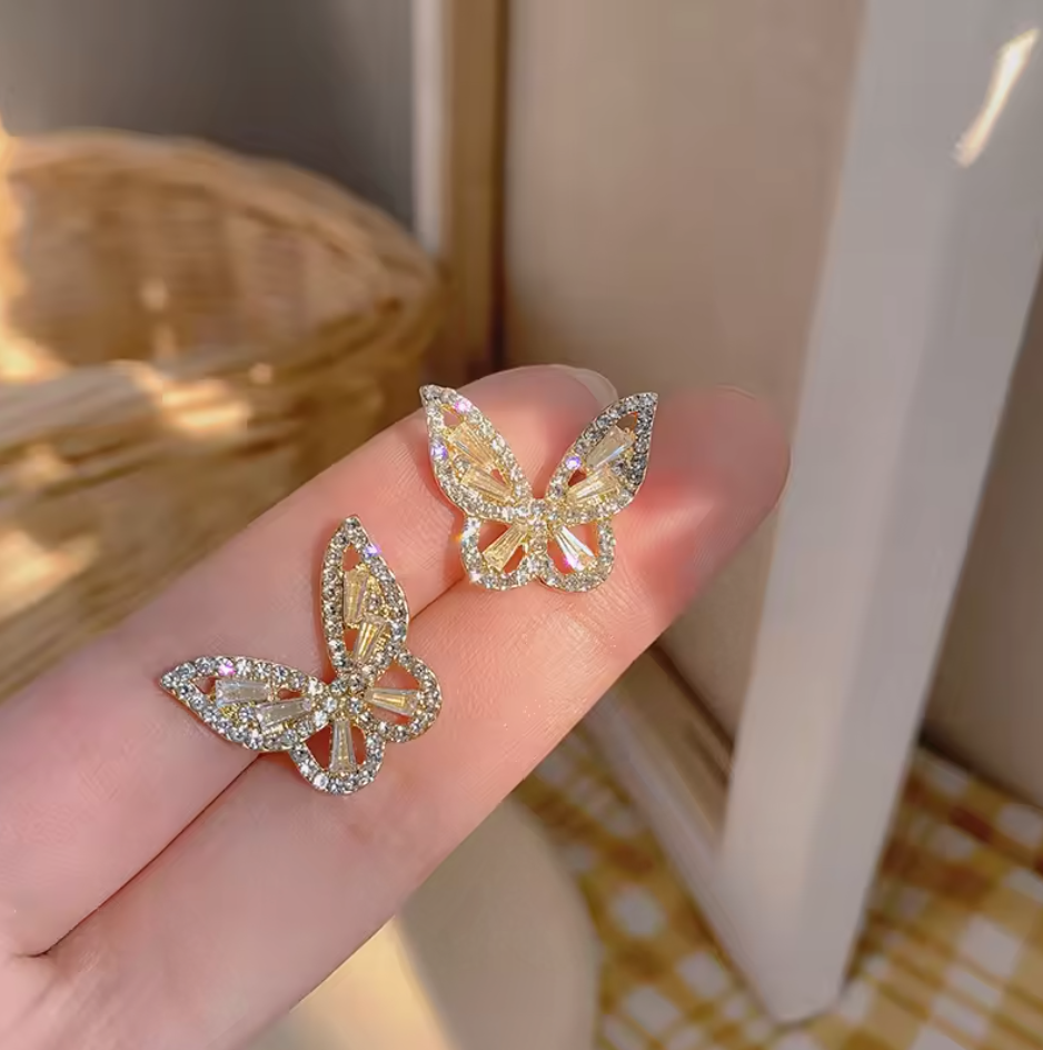 Gold Plated Butterfly Stud Earring