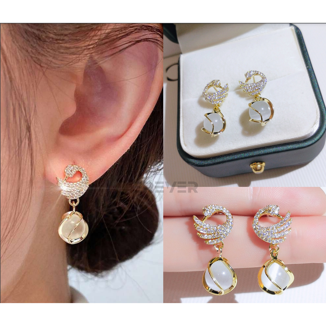 Swan Pearl Drop Earring