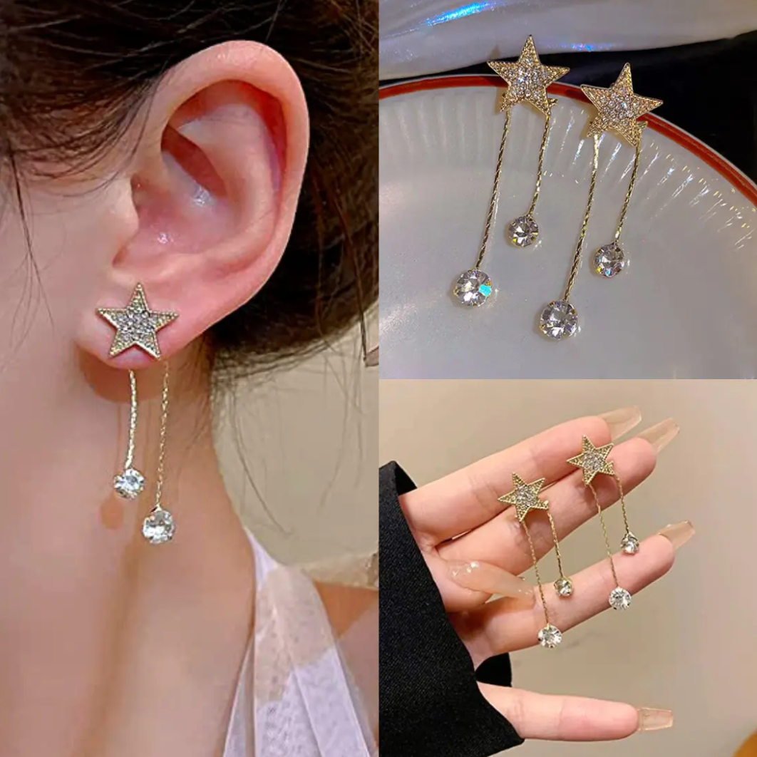 Gold Stud With Drop Earring