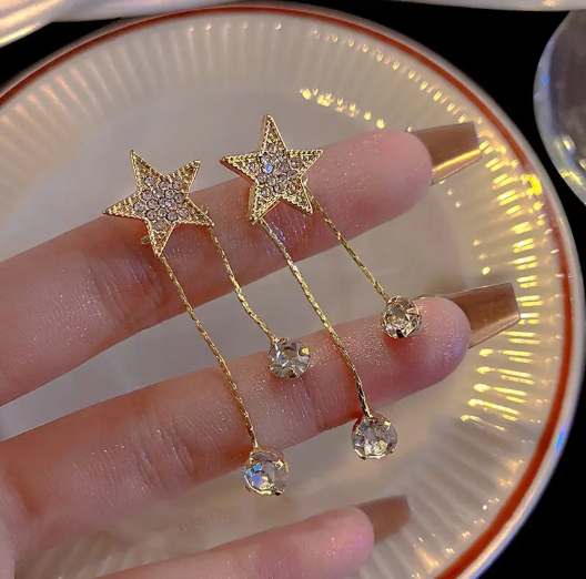 Gold Stud With Drop Earring