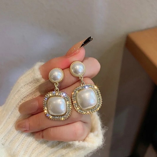 Pearl Square Drop Earring