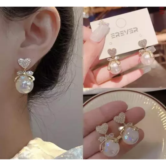 Heart Pearl Drop Earring
