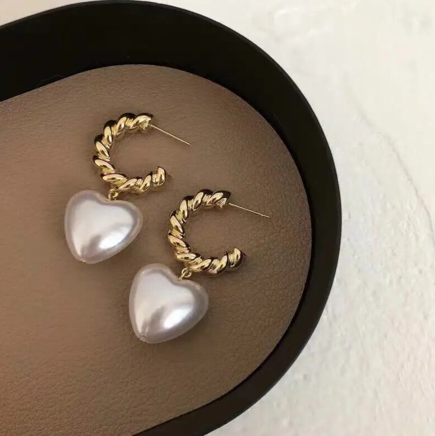 Pearl Heart Hoop Earring