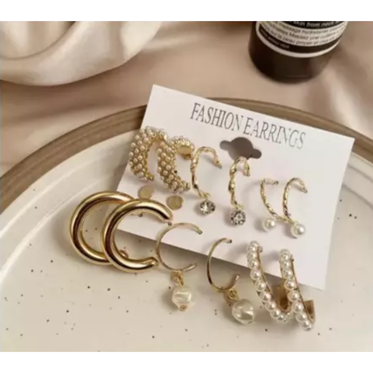 Gold Hoop Pearl Combo Earring