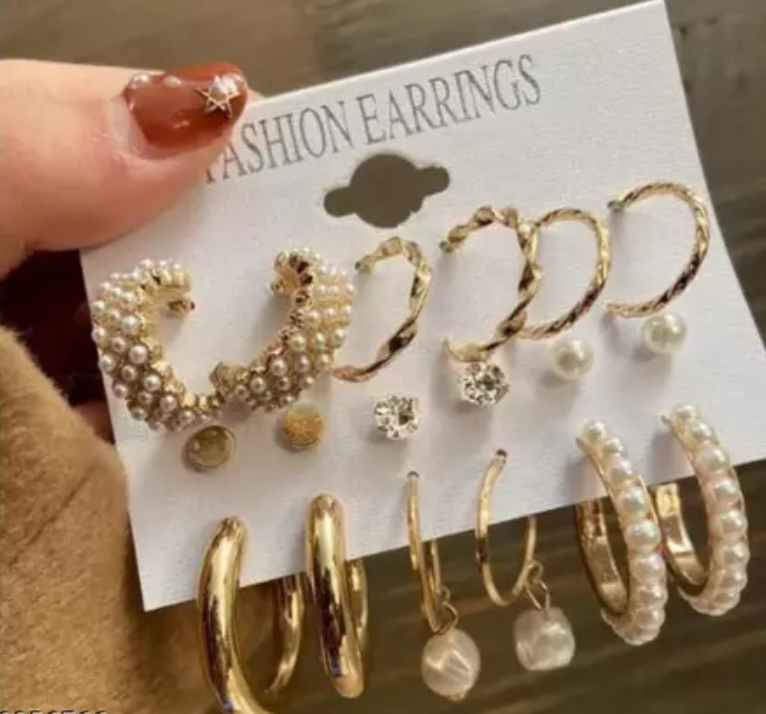 Gold Hoop Pearl Combo Earring