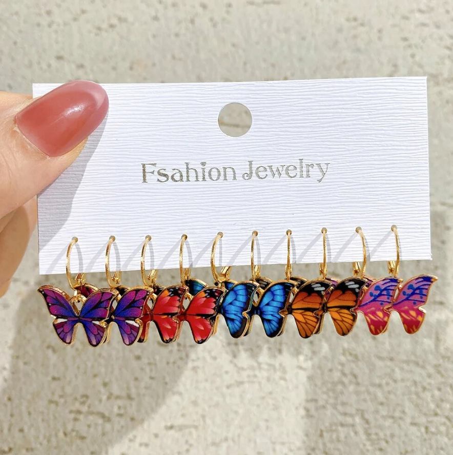 Butterfly Hoop and Drop Earring