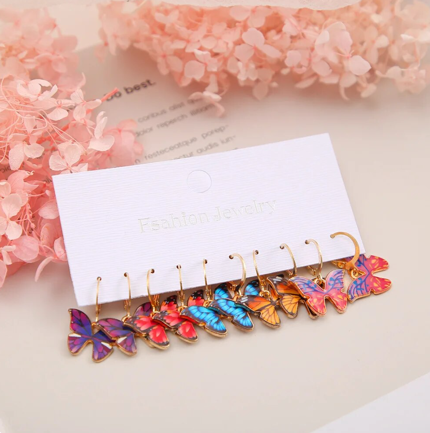 Butterfly Hoop and Drop Earring