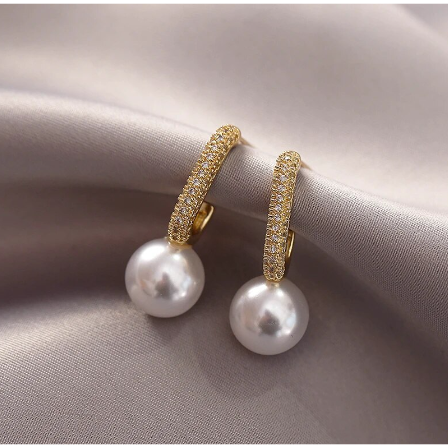 Gold Plated Pearl Beaded Earrings