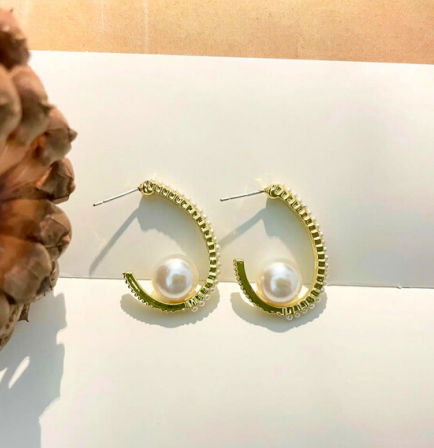 Gold Plated Pearl Beaded Earrings