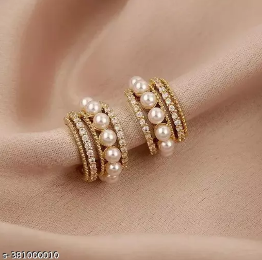 Gold Plated Pearl hoop Earrings