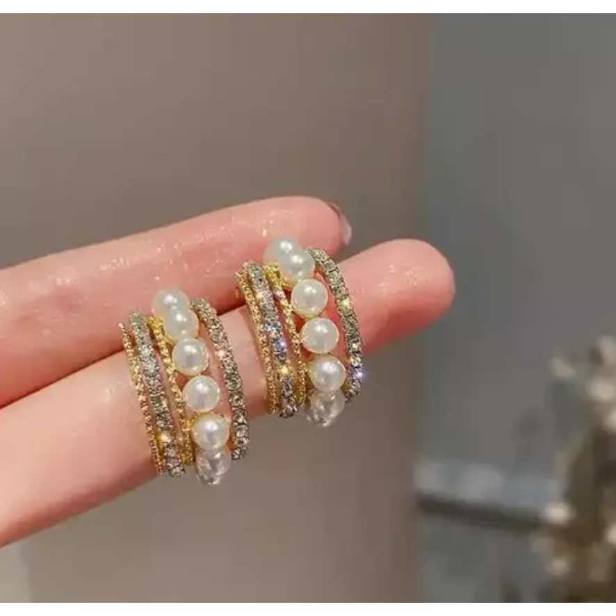 Gold Plated Pearl hoop Earrings