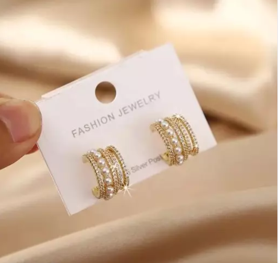 Gold Plated Pearl hoop Earrings