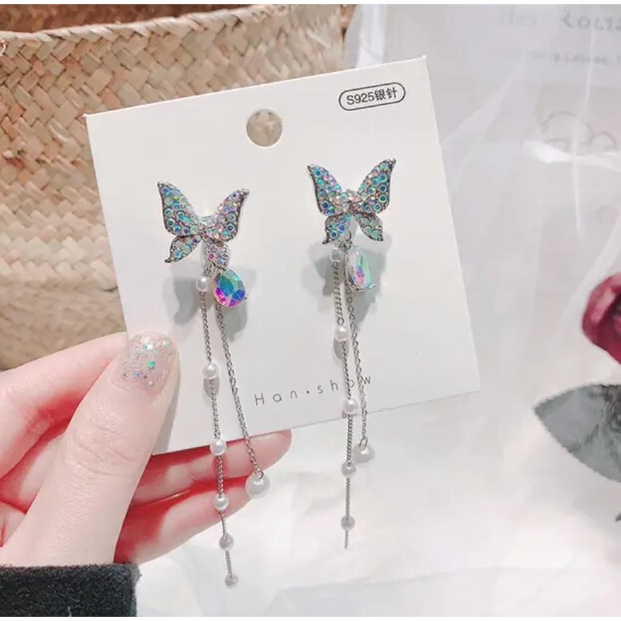 Green Butterfly Drop Earring