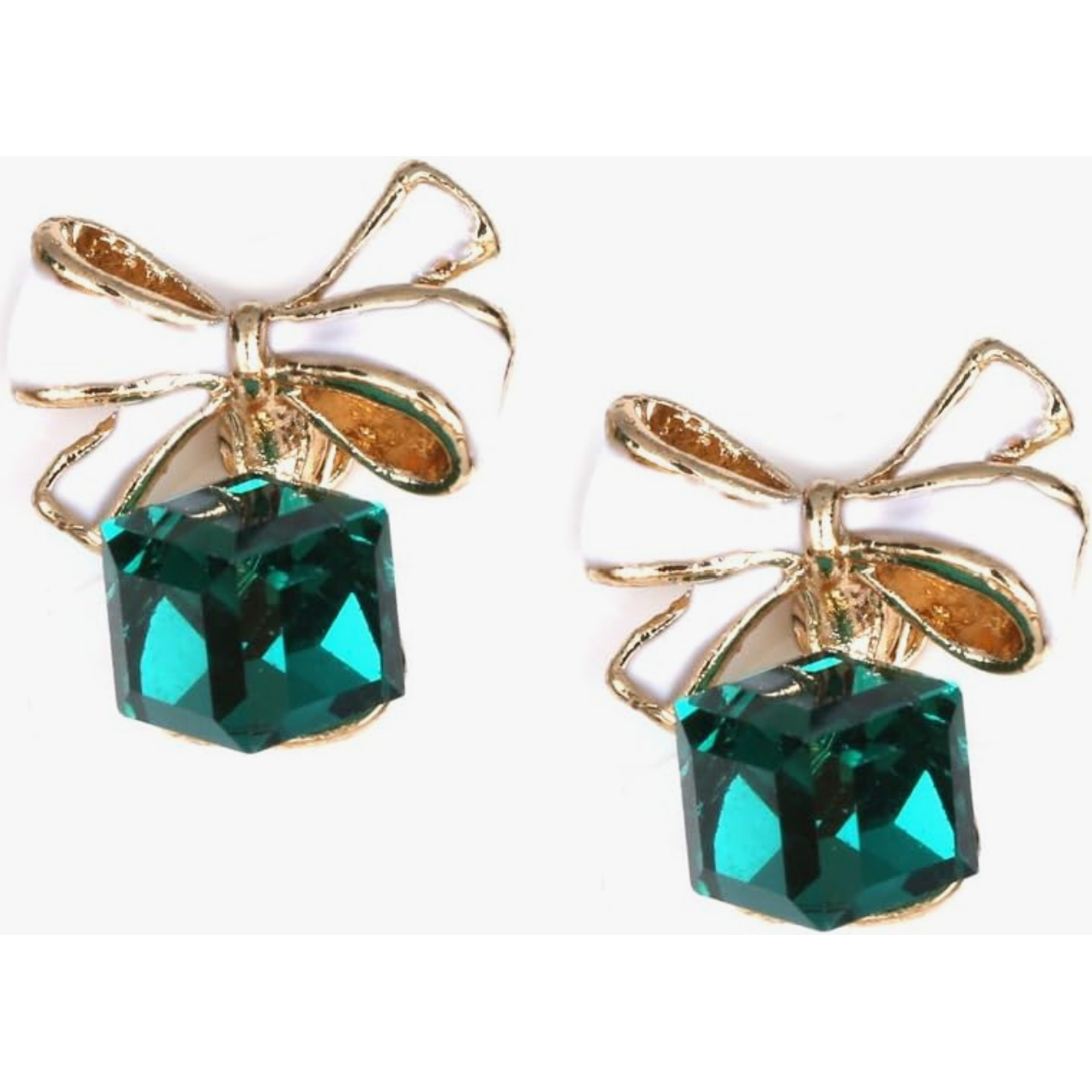 Green Bow Crystal Drop Earring
