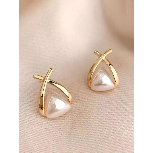 Pearl Cross Stud Earring