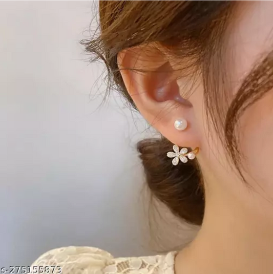 Flower Pearl Korean Stud