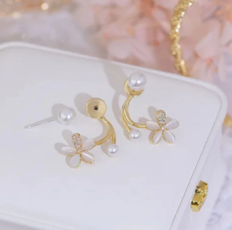 Flower Pearl Drop Earring