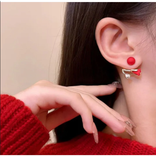 Red Lotus Stud Earring